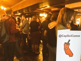 CapSciComm Workshop attendees gather for happy hour at de Vere's Pub in Davis afterwards.